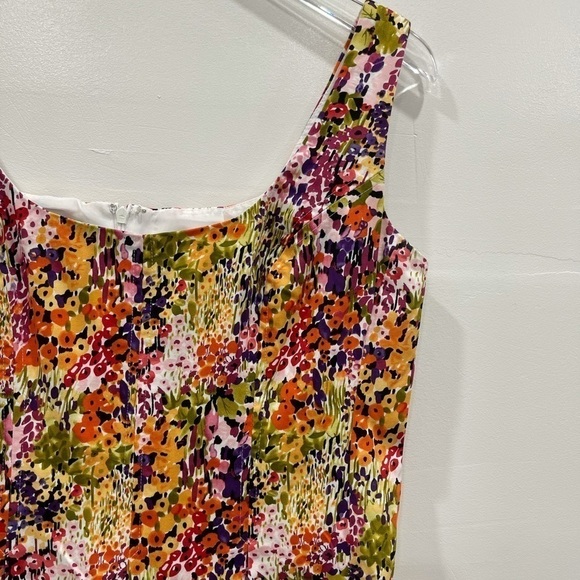 Nine West Floral Fit & Flare Pleated Dress 10 - Picture 2 of 5